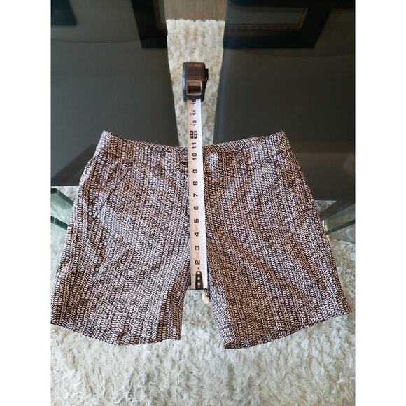 CAbi Chino Shorts Womens 0 Black White Geo Print Stretch Flat Front High Rise - Picture 8 of 12